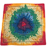 Wholesale TIE DYE MULTI COLOR PAISLEY DESIGN BANDANNA  100% COTTON